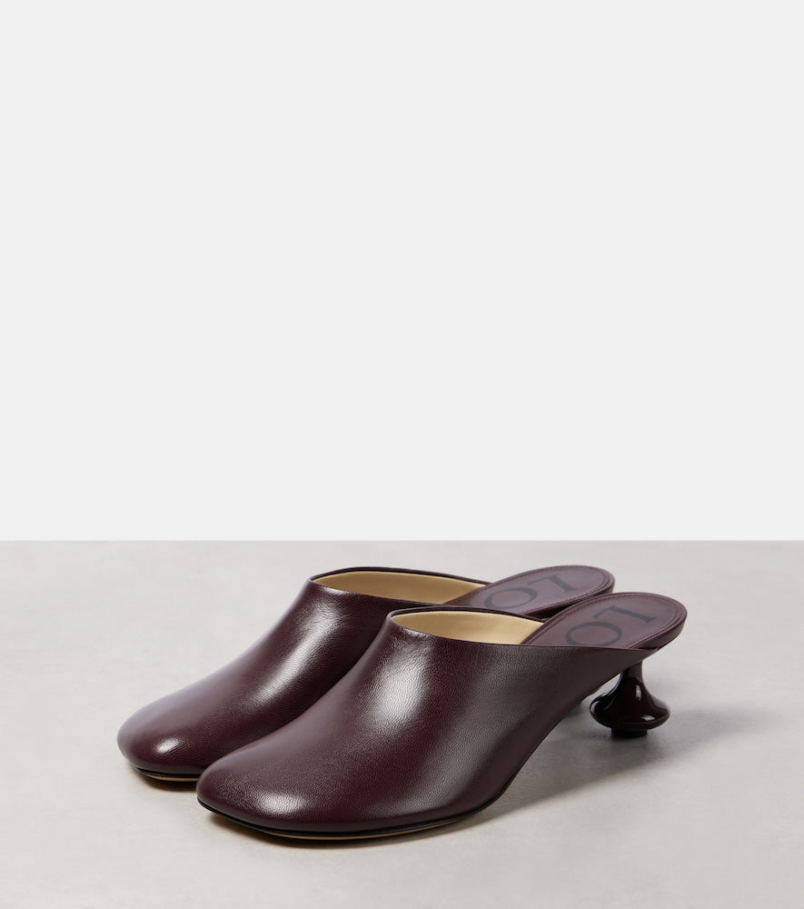 Burgundy Loewe Toy 45 leather mules - Mid Heel Pumps