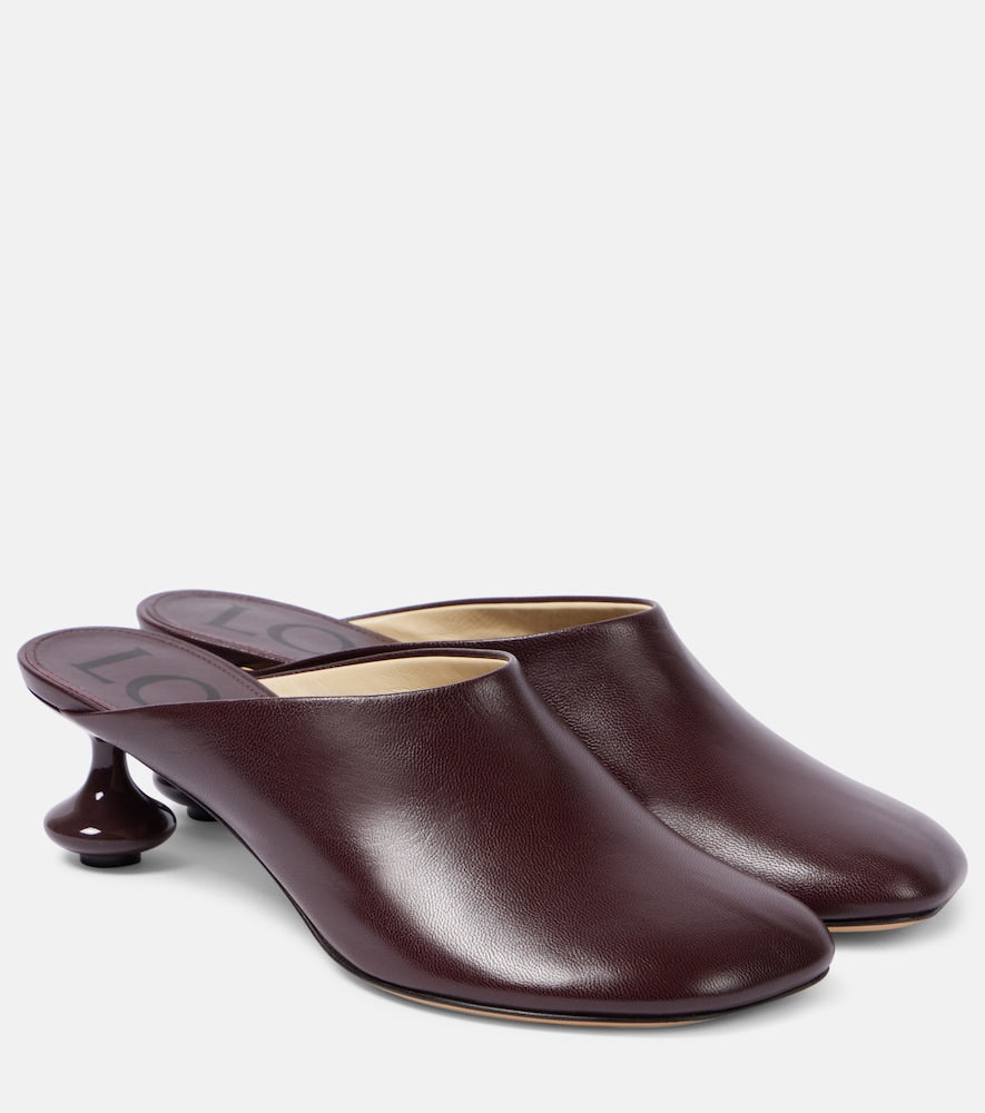 Burgundy Loewe Toy 45 leather mules - Mid Heel Pumps