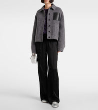Loewe Workwear leather-trimmed wool-blend jacket