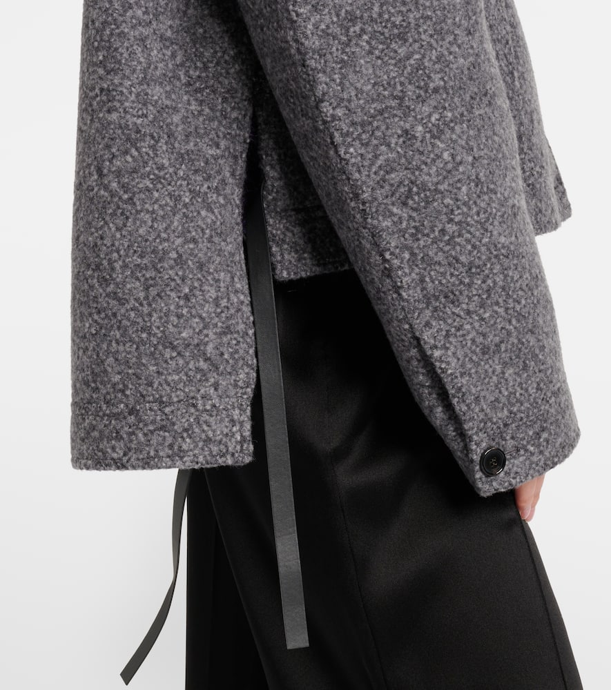 Loewe Workwear leather-trimmed wool-blend jacket