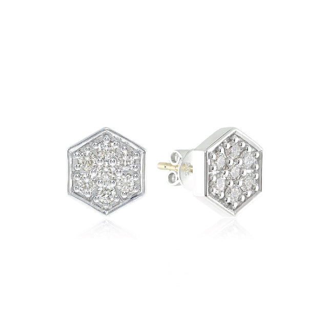 Lolovivi Created White Sapphire Hexagon Sterling Silver Stud Earrings