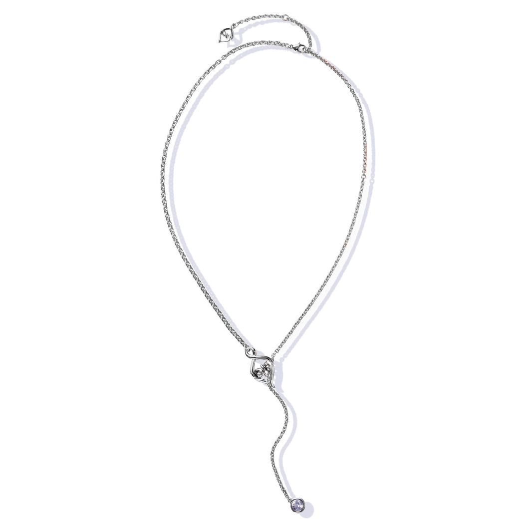 Lolovivi Created White Sapphire Sterling Silver Heart Lariat Necklace