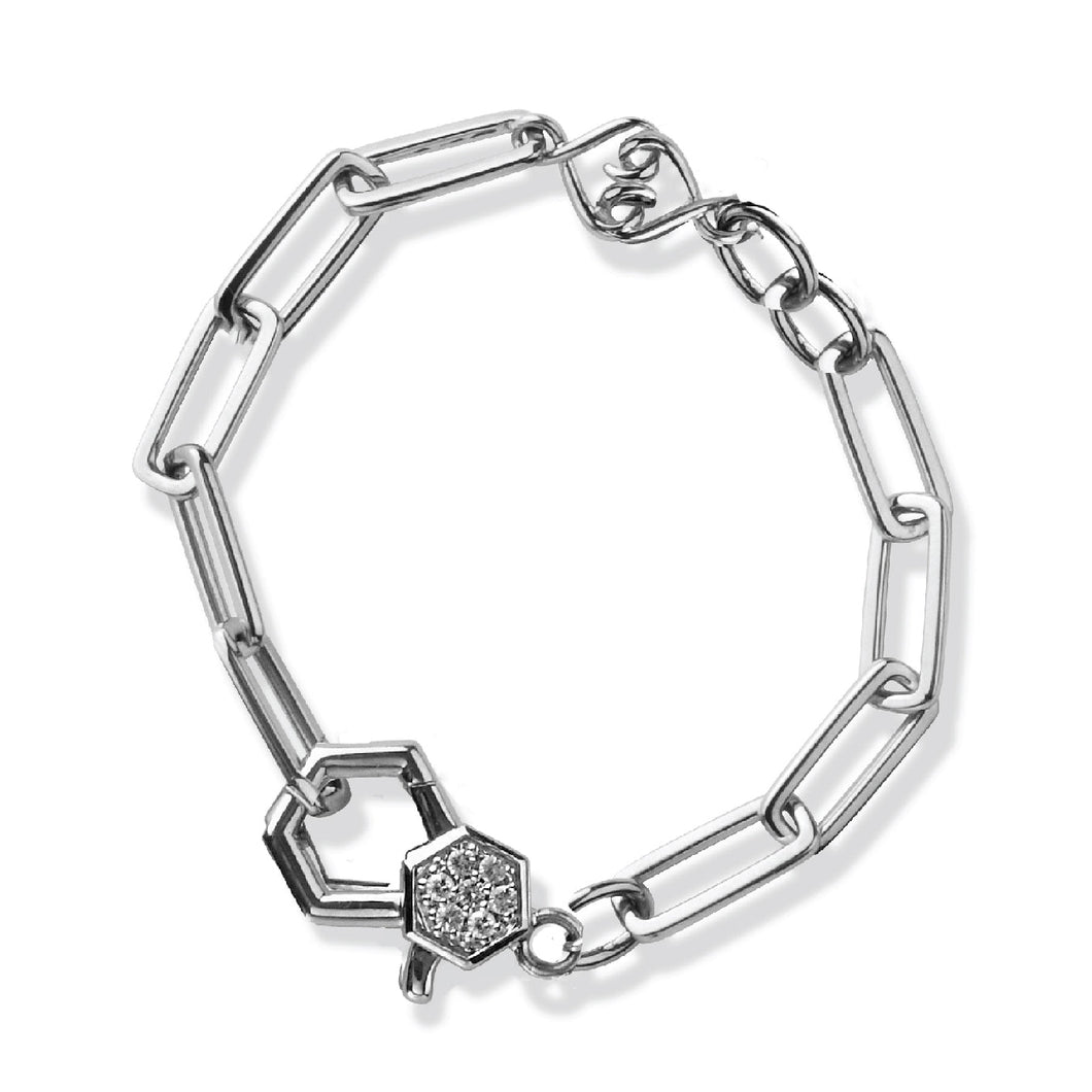 Lolovivi Created White Sapphire Sterling Silver Paperclip Link Bracelet