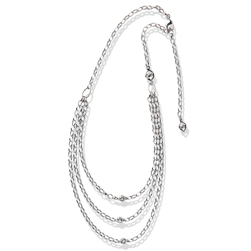 Lolovivi Created White Sapphire Sterling Silver Three-Strand Necklace