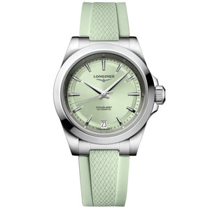 Longines Conquest Green Dial Green Rubber Strap Watch 34mm - L34304029