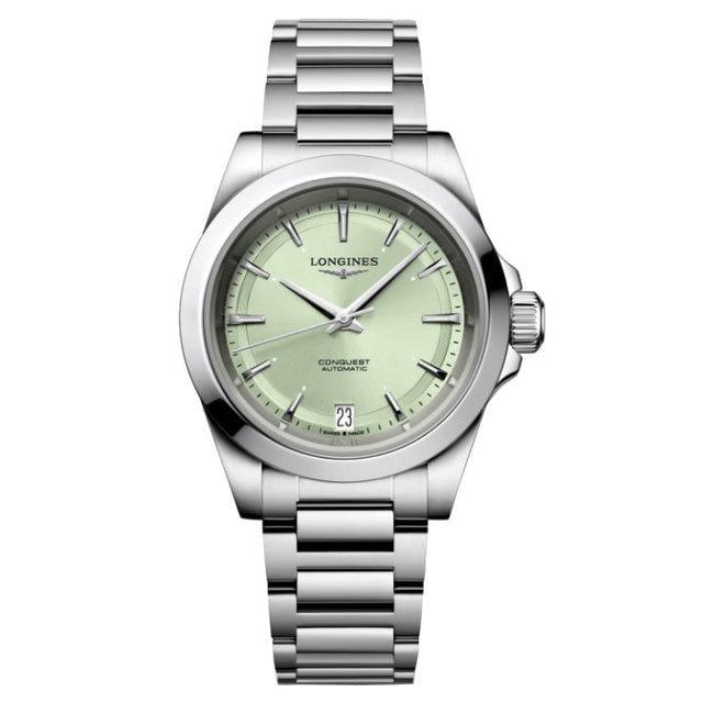 Longines Conquest Green Dial Stainless Steel Bracelet Watch 34mm - L34304026