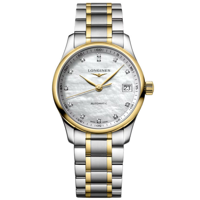 Longines Master Collection Mother-of-Pearl Dial Stainless Steel and 18k Yellow Gold Cap Diamond Watch 34mm - L23575877