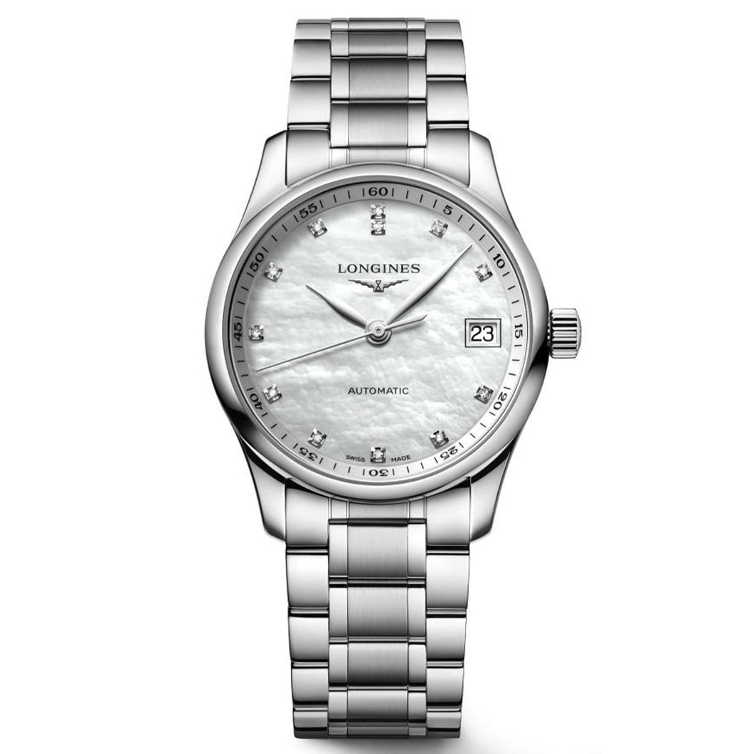 Longines Master Collection Mother-of-Pearl Diamond Accented Dial Stainless Steel Bracelet Watch | 34mm | L23574876