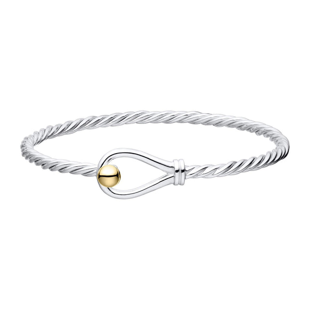 Loop and Ball Twistwire Two-Tone Bangle Bracelet