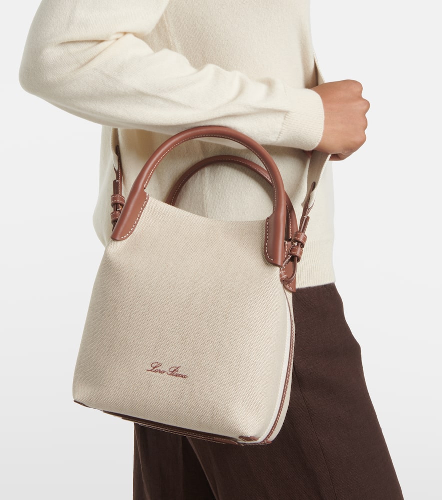 Loro Piana Bale Small leather-trimmed canvas tote bag