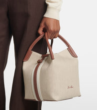 Loro Piana Bale Small leather-trimmed canvas tote bag