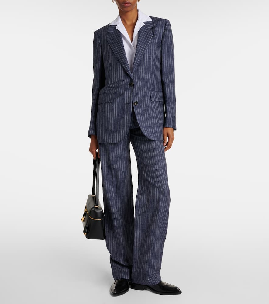 Loro Piana Belia pinstripe linen, wool and silk jacket