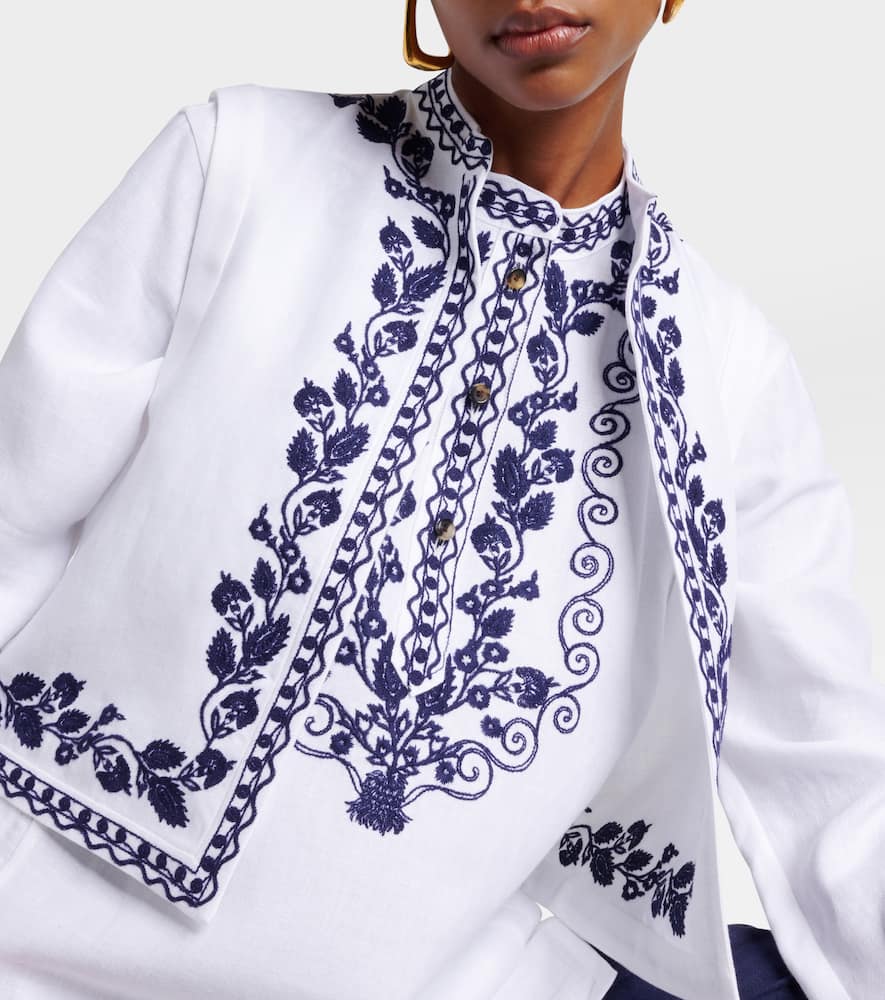 Loro Piana Dabney embroidered linen vest