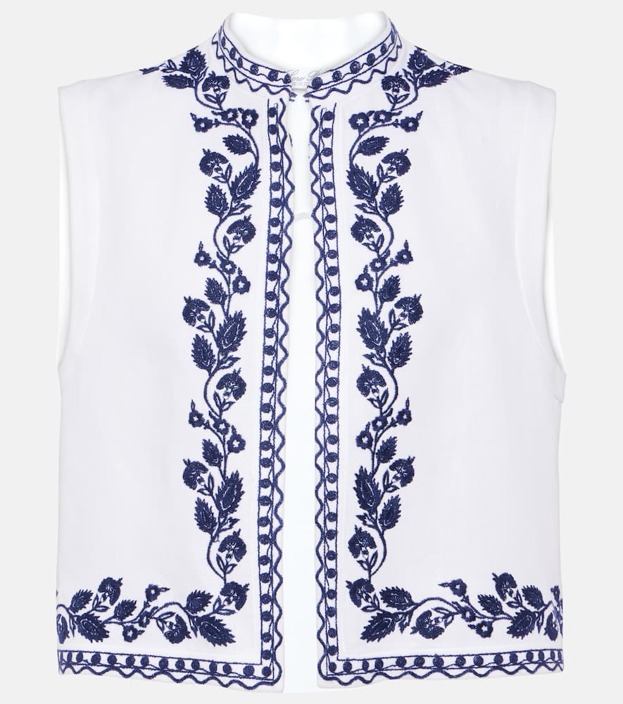 Loro Piana Dabney embroidered linen vest
