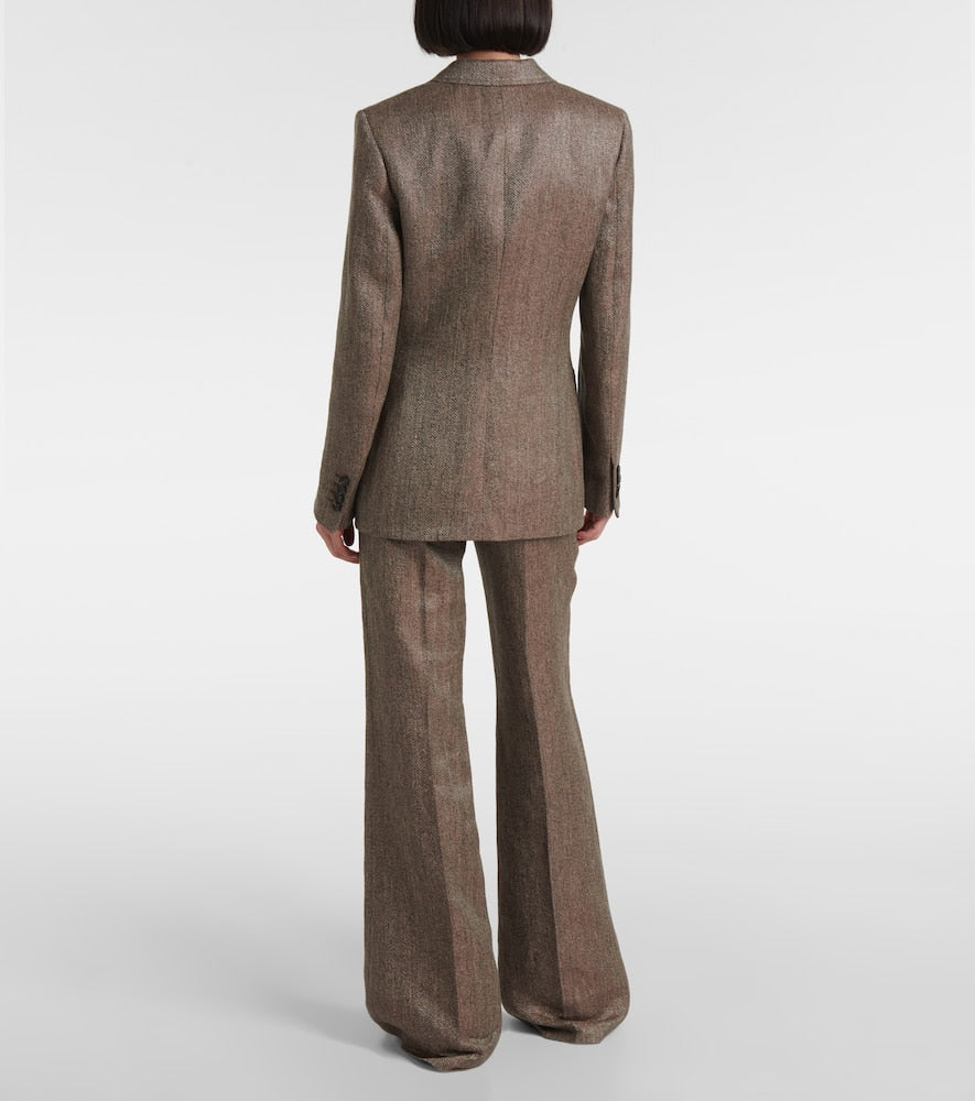 Loro Piana Eleanor chevron linen blazer