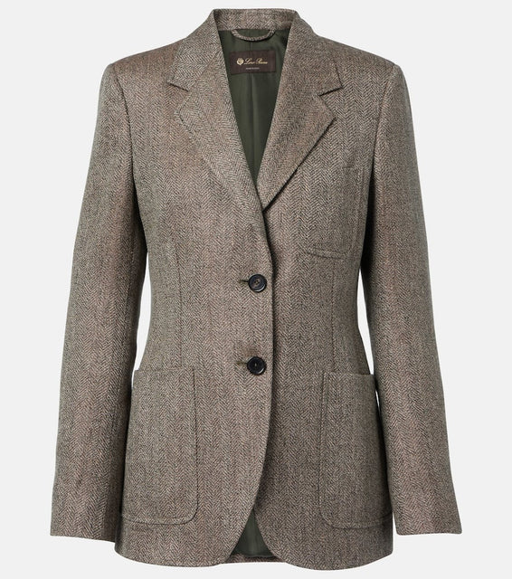 Loro Piana Eleanor chevron linen blazer
