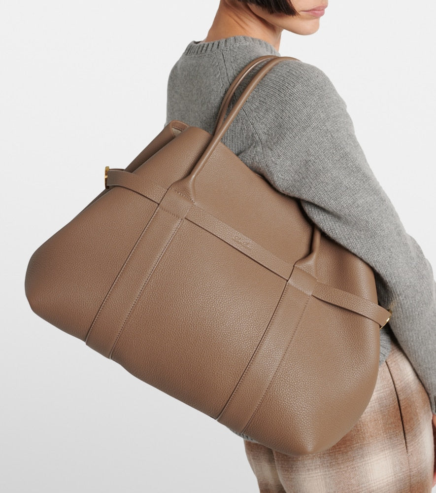 Loro Piana Ghiera Large leather tote bag