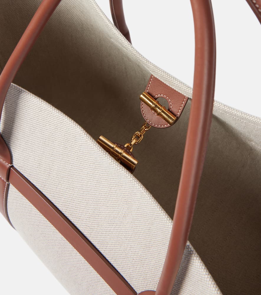 Loro Piana Ghiera Large leather-trimmed canvas shopper