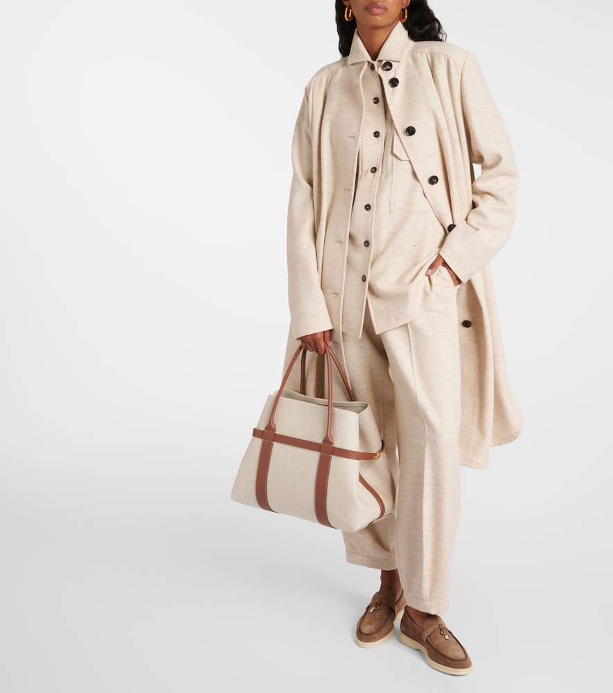 Loro Piana Ghiera Large leather-trimmed canvas shopper