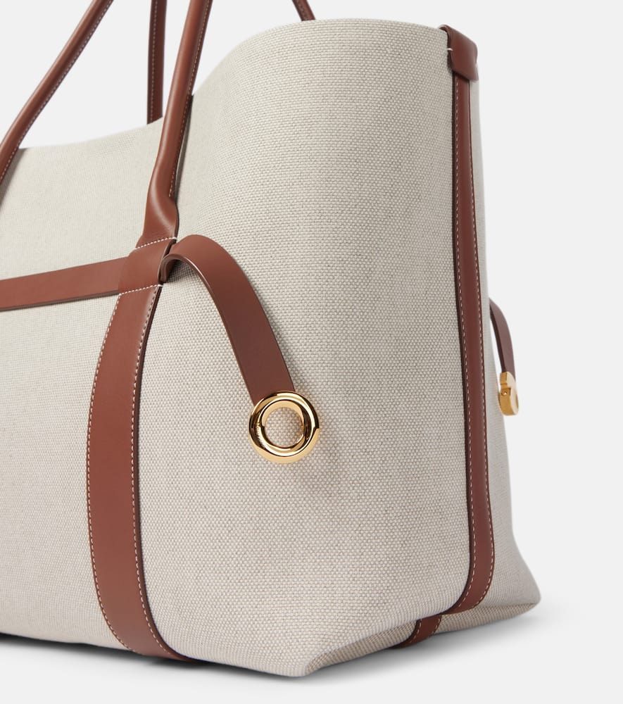 Loro Piana Ghiera Large leather-trimmed canvas shopper