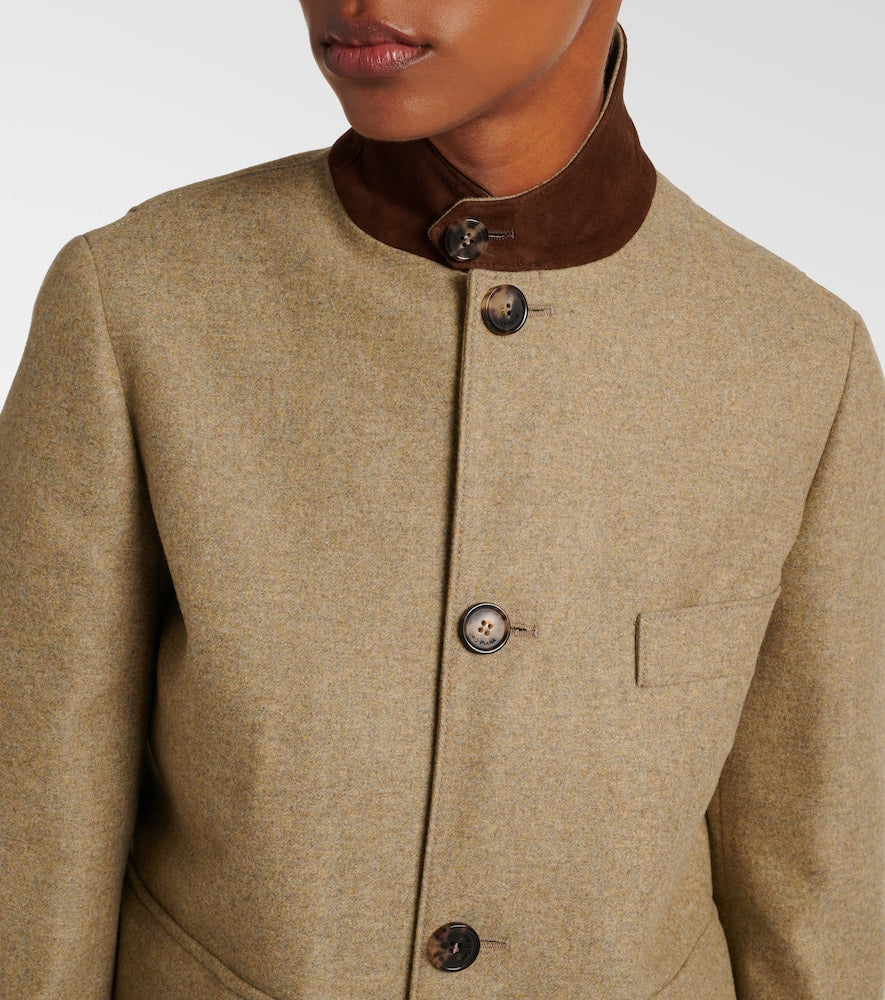 Loro Piana Roadster leather-trimmed wool-blend jacket
