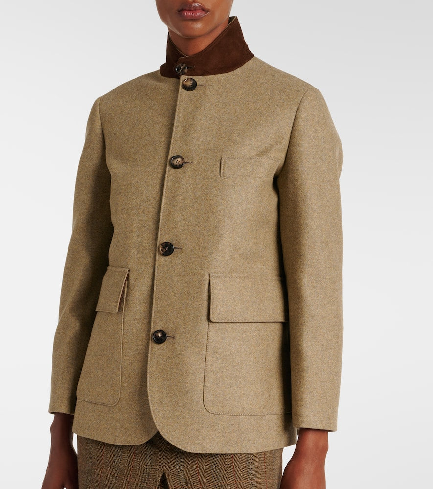 Loro Piana Roadster leather-trimmed wool-blend jacket