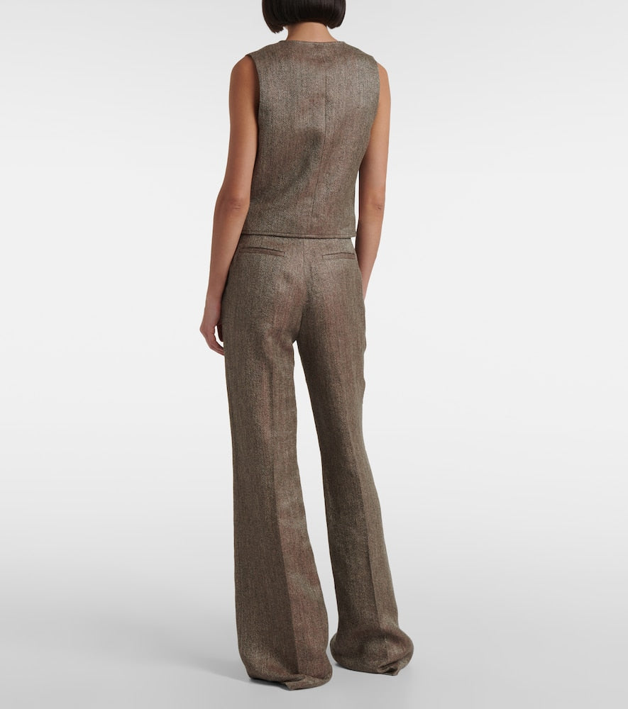 Loro Piana Teodoro chevron linen vest