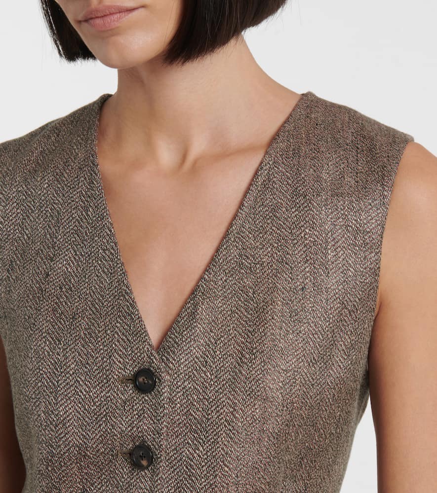 Loro Piana Teodoro chevron linen vest