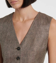 Loro Piana Teodoro chevron linen vest