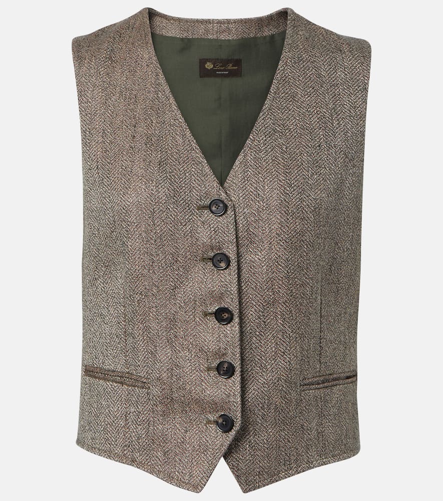 Loro Piana Teodoro chevron linen vest