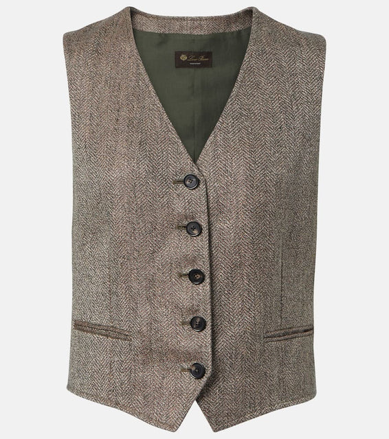Loro Piana Teodoro chevron linen vest