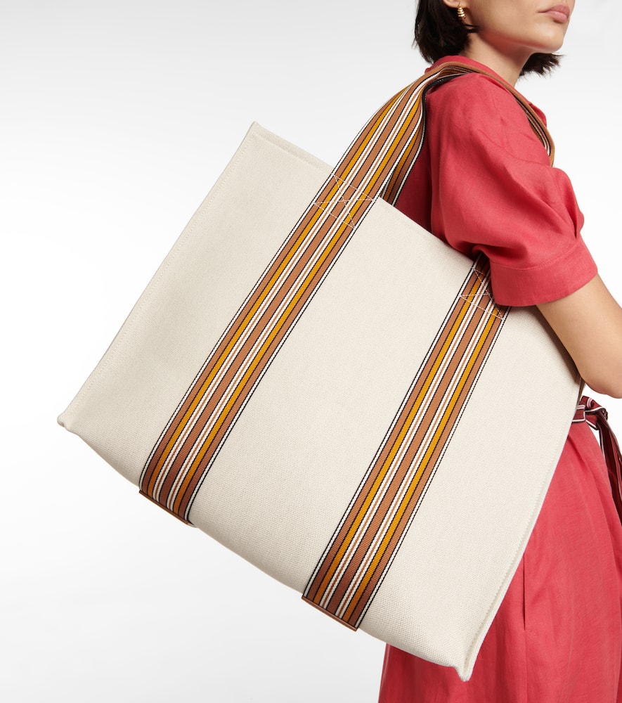 Loro Piana The Suitcase Stripe Medium canvas tote bag
