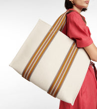 Loro Piana The Suitcase Stripe Medium canvas tote bag