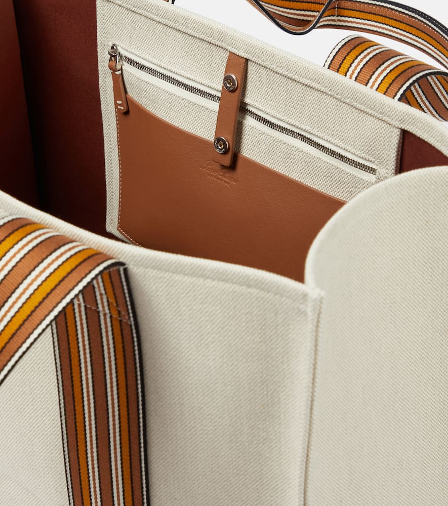 Loro Piana The Suitcase Stripe Medium canvas tote bag