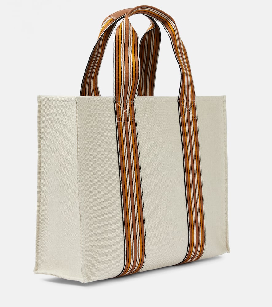 Loro Piana The Suitcase Stripe Medium canvas tote bag