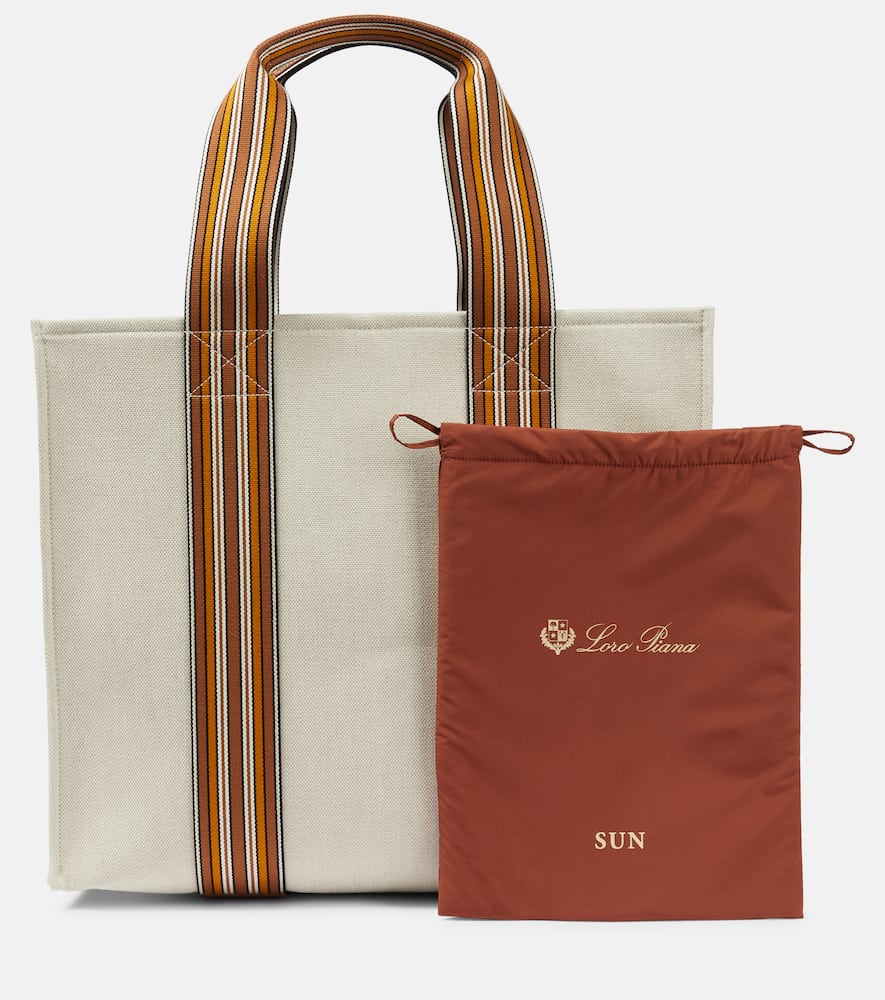 Loro Piana The Suitcase Stripe Medium canvas tote bag