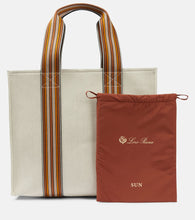 Loro Piana The Suitcase Stripe Medium canvas tote bag