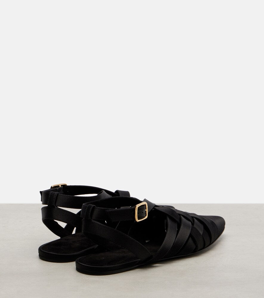 Loro Piana Silene satin sandals (Black) - Ballerina Flats