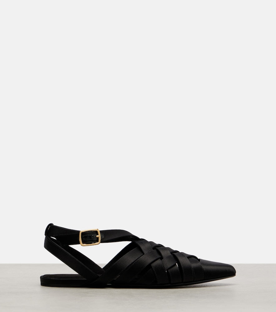 Loro Piana Silene satin sandals (Black) - Ballerina Flats