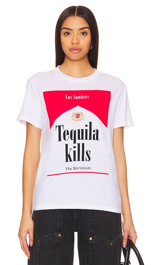 Los Sundays The Tequila Kills Tee in White - Los Sundays - T-shirt The Tequila Kills en blanc - Los Sundays 龙舌兰杀死白色 T 恤 - Los Sundays The Tequila Kills T-Shirt in Weiß - Los Sundays The Tequila Kills 티셔츠 - Los Sundays The Tequila Kills Tee in bianco