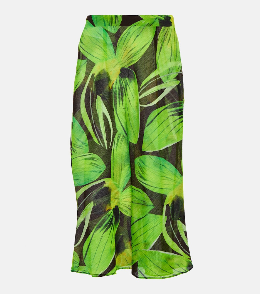 Louisa Ballou Printed cotton and silk georgette midi skirt - Louisa Ballou 印花棉丝乔其纱中长裙