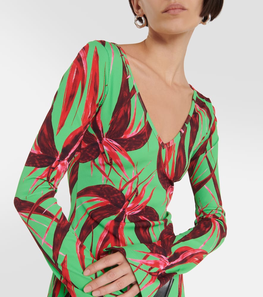 Louisa Ballou Printed ribbed-knit jersey minidress