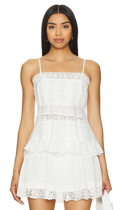 LoveShackFancy Charlieann Top in White - Haut LoveShackFancy Charlieann en blanc - LoveShackFancy Charlieann 白色上衣 - LoveShackFancy Charlieann Top in Weiß - LoveShackFancy Charlieann 탑 - LoveShackTop Charlieann fantasia in bianco