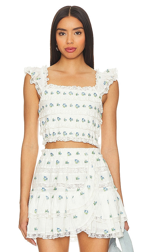 LoveShackFancy Cordula Top in White - Haut LoveShackFancy Cordula en blanc - LoveShackFancy 白色 Cordula 上衣 - LoveShackFancy Cordula-Top in Weiß - LoveShackFancy 코둘라 탑 - Top LoveShackFancy in cordula bianco