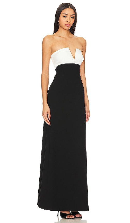 Lovers and Friends Anais Strapless Gown in Black & White