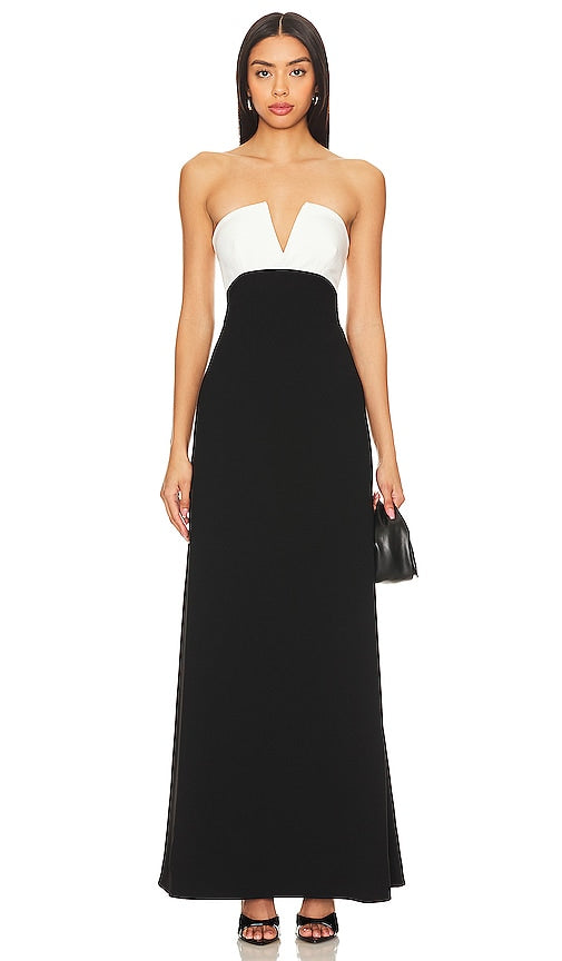 Lovers and Friends Anais Strapless Gown in Black & White - Robe bustier Lovers and Friends Anais en noir et blanc - Lovers and Friends Anais 黑白无肩带礼服 - Trägerloses Kleid „Anais“ von Lovers and Friends in Schwarz und Weiß - Lovers and Friends Anais 스트랩리스 가운 블랙 & 화이트 색상 - Abito senza spalline di Anais Lovers and Friends in bianco e nero
