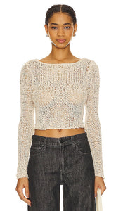 Lovers and Friends Anders Open Stitch Sweater in Cream - Lovers and Friends Anders Pull à mailles ouvertes en crème - Lovers and Friends Anders 奶油色开缝毛衣 - Lovers and Friends Anders Open Stitch Pullover in Creme - Lovers and Friends 앤더스 오픈 스티치 스웨터 - Lovers and Friends Maglione a punto aperto di Anders color crema