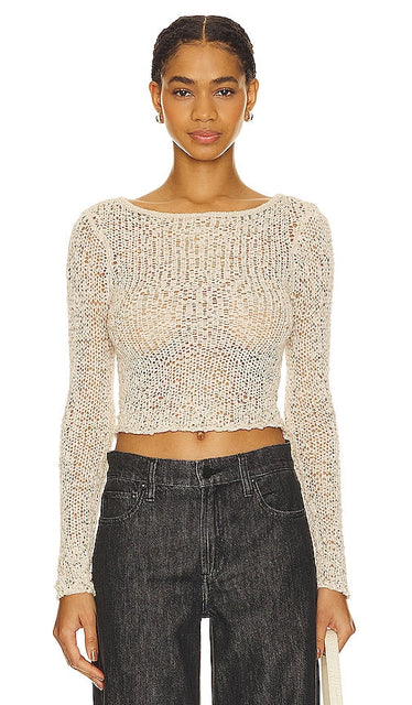 Lovers and Friends Anders Open Stitch Sweater in Cream - Lovers and Friends Anders Pull à mailles ouvertes en crème - Lovers and Friends Anders 奶油色开缝毛衣 - Lovers and Friends Anders Open Stitch Pullover in Creme - Lovers and Friends 앤더스 오픈 스티치 스웨터 - Lovers and Friends Maglione a punto aperto di Anders color crema