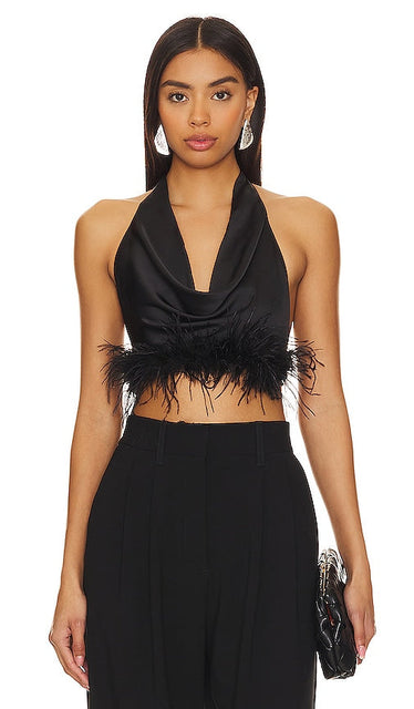 Lovers and Friends Ariane Draped Top in Black - Lovers and Friends - Ariane - Haut drapé noir - 恋人和朋友 Ariane 黑色垂褶上衣 - Lovers and Friends Ariane Drapiertes Top in Schwarz - Lovers and Friends Ariane 드레이프 탑 - Top drappeggiato Ariane per amanti e amici in nero