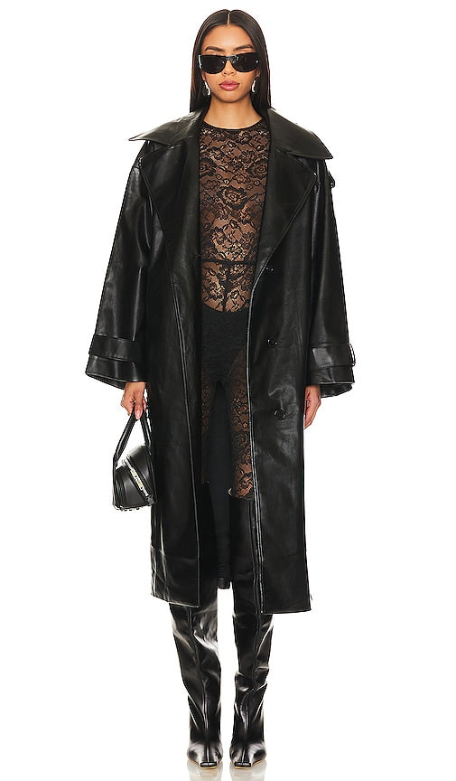 Lovers and Friends Barrett Faux Leather Coat in Black